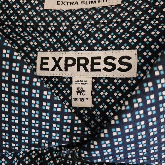 📣Express Men's Fitted Button Up Shirt Long Sleeve👕 Like 🆕 Once 2XL 18-18.5 - Picture 2 of 4